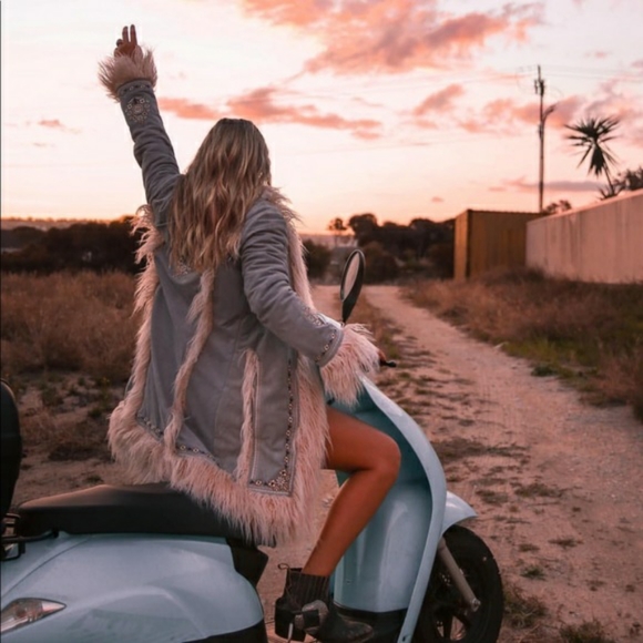 New spell designs joplin jacket shearling S/M blue - Picture 10 of 16